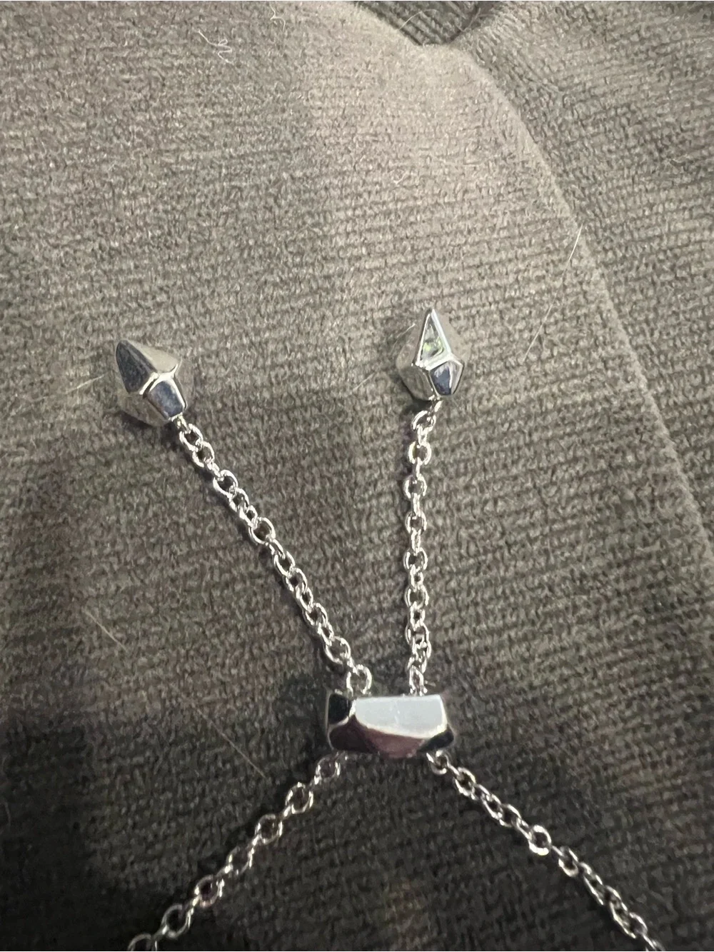 Adjustable Silver Chain Bracelet with Grey Stone